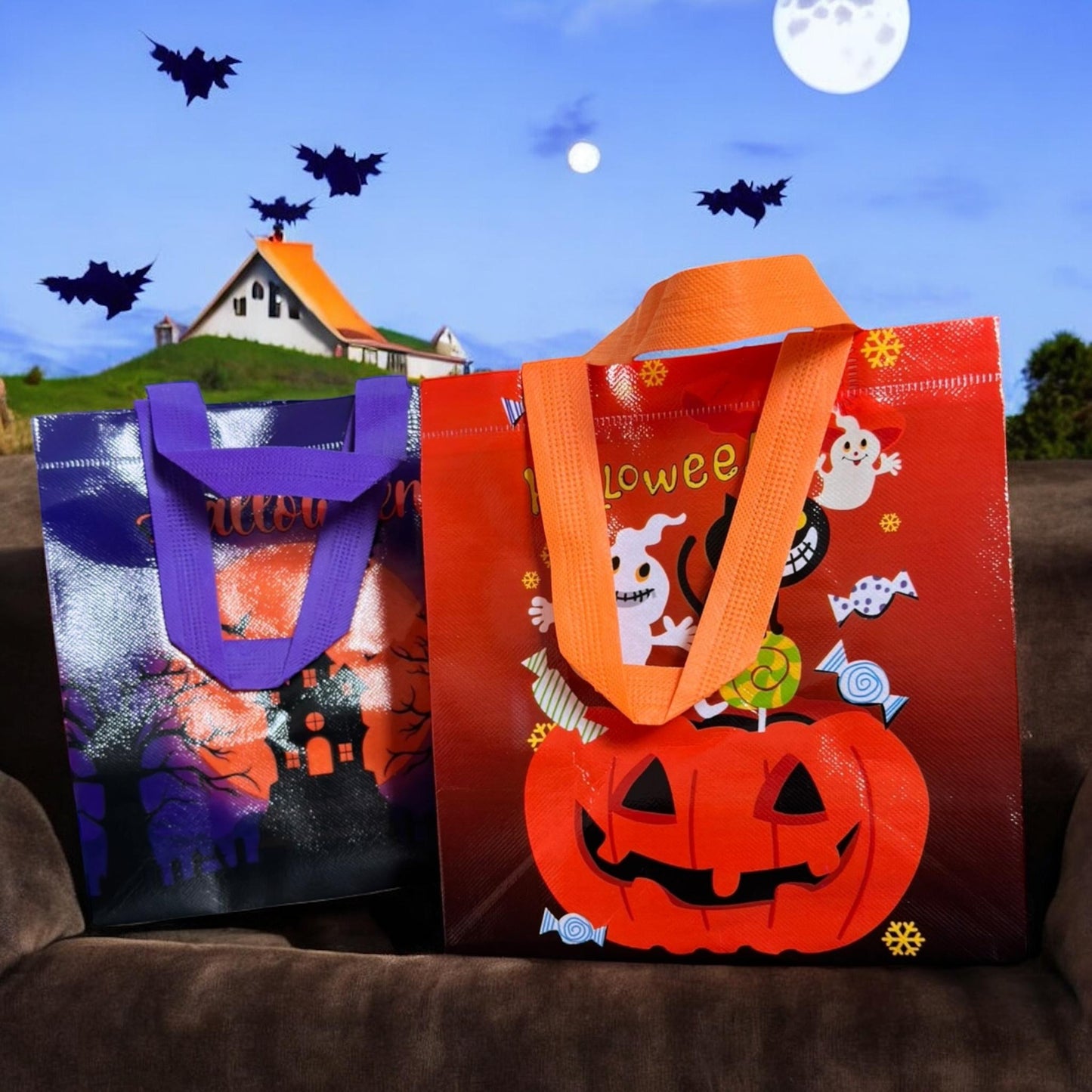 12 Bolsas Halloween Plastificadas $5.9 c/u