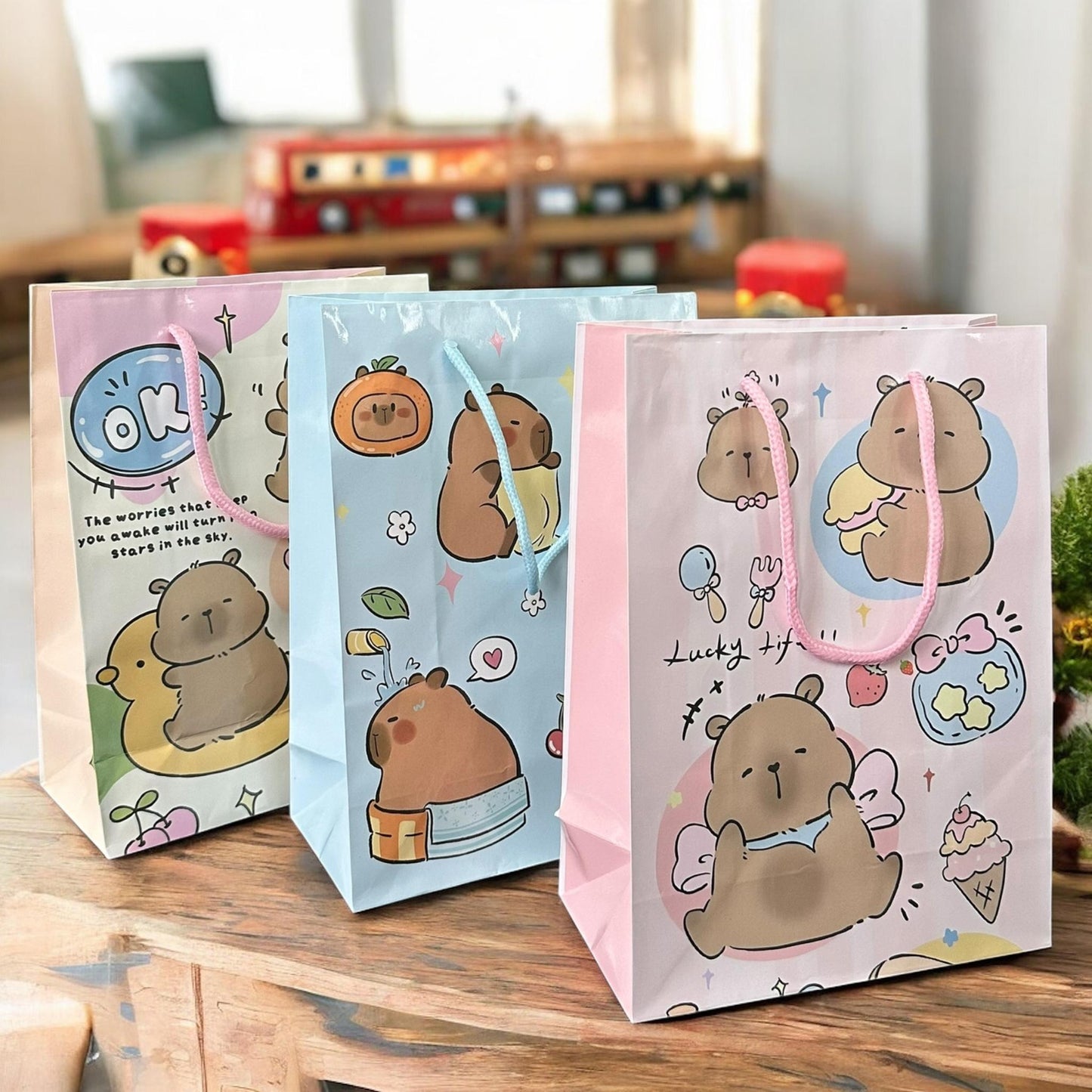 12 Bolsas De Regalo Capibaras Lindas $7.5 c/u