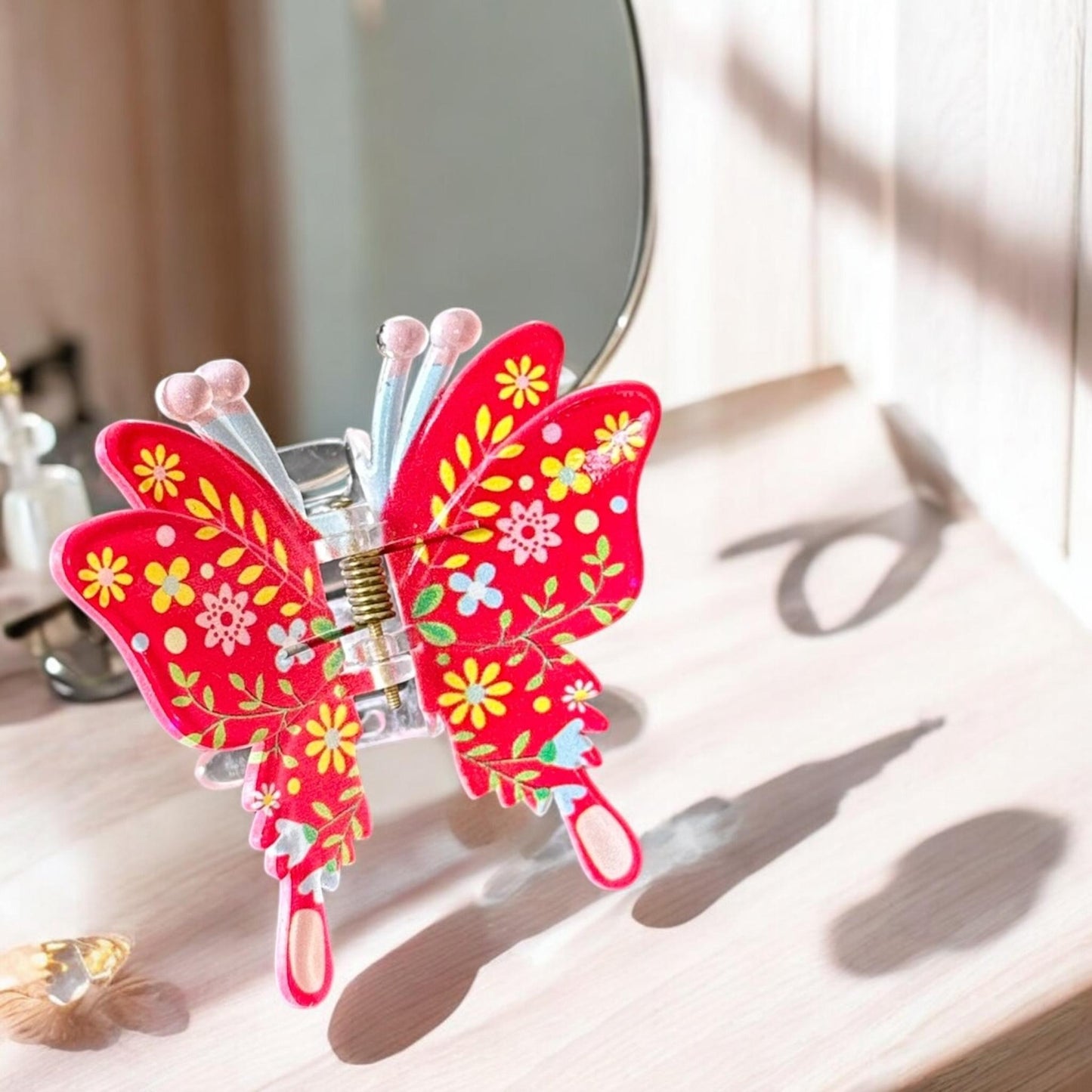 12 Pinzas Mariposas Decoradas Flores para Cabello $9.8 c/u