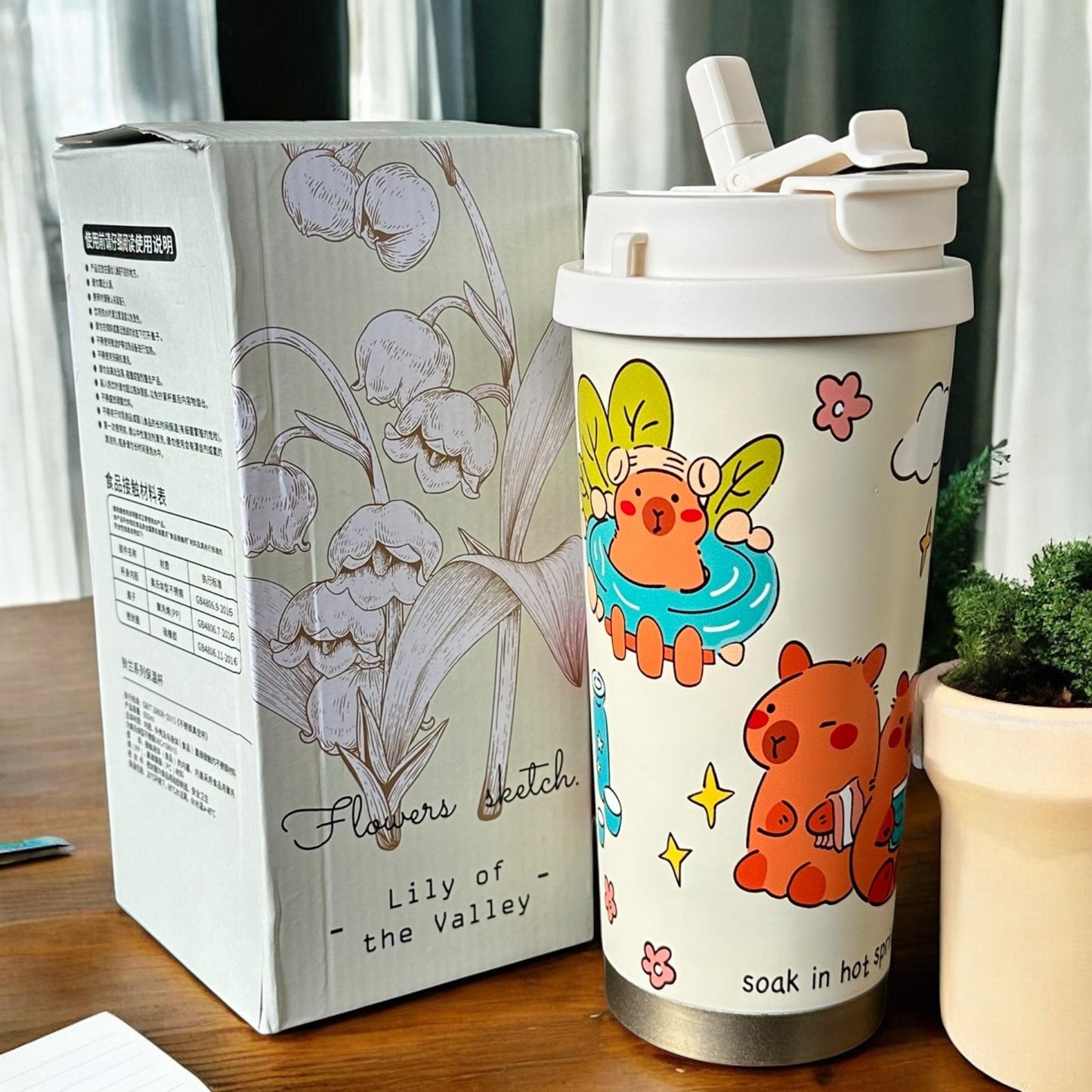 Termo Capibara Hermoso con Doble entrada y  Agarradera