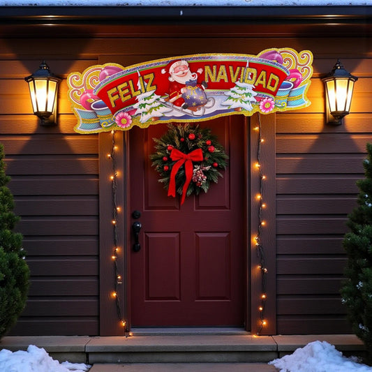 12 Letrero Feliz Navidad 52cm * 15cm $12.6 c/u