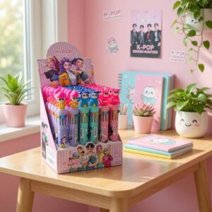 Lapiceros Guerreras K-Pop Multitintas con Figura 3D