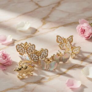 Aretes Dorados Moños/Mariposas - Imagen 3