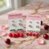 Trios de Aretes Cereza Pedreria