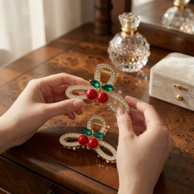 Pinzas Cereza con Pedrería Diseños 3D