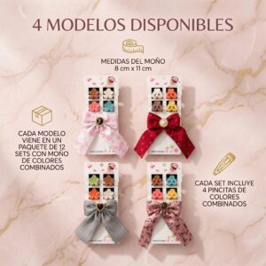 Sets Moño y Pincitas Flores/Corazón/Pedreria - Image 4