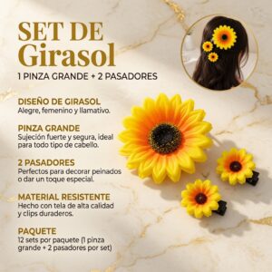 Sets de Pinza y Pasadores Girasol Hermoso - Image 3