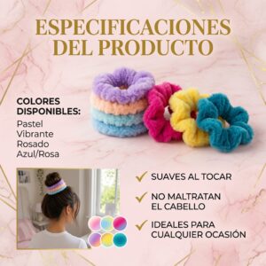 Sets de 3 Scrunchies Peluche para Cabello de Colores - Image 3