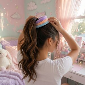 Sets de 3 Scrunchies Peluche para Cabello de Colores - Image 2