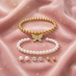 Sets de Joyeria 2 Pulseras y 3 Pares de Aretes Pedreria