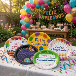 Sets de Platos "Feliz Cumpleaños" para Fiesta Decorados Grandes