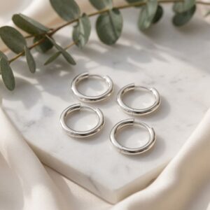 Aretes Arracadas Mini de Acero Inoxidable Plateadas