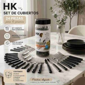 Bote con 24 piezas de Cubiertos Cuchara, Cuchillo, Tenedor y Cuchara Cafetera - Image 3