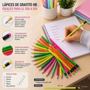 Lapices con Goma diferentes Colores - Image 3