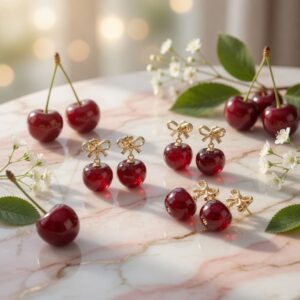 Pares de Aretes Cereza Hermosa "Zirconia" - Image 2
