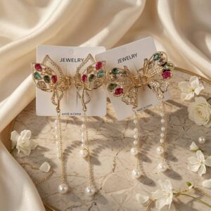 Pinzas Mariposas Premium con Pedreria y Perlas - Image 4