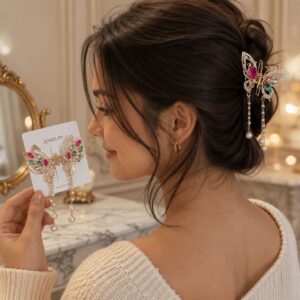 Pinzas Mariposas Premium con Pedreria y Perlas - Image 2