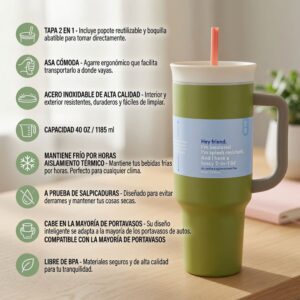 Termo Vaso para Agua 40oz con Popote y Agarradera - Image 3
