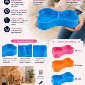 Plato para Mascotas en Forma de Huesito Colores