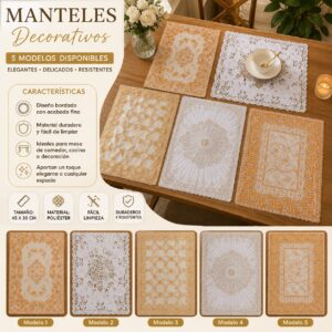 Manteles para Mesa Cuadrados Dorados/Plateados - Image 3