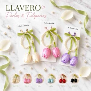 Llaveros con Tulipán Satin y Perlas - Image 3