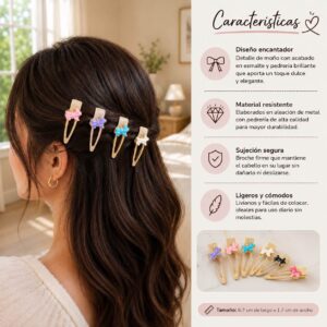 Pinzas Matte con Perla/Pedrería Flores - Image 2