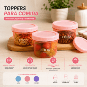 Set de 3 Toppers con Tapa para Comida Colores - Image 3