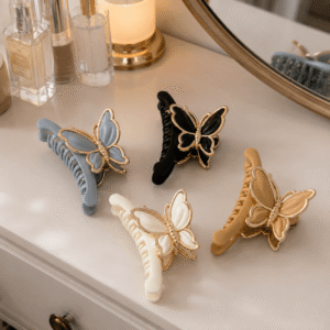 Pinzas Mariposa Matte con Orilla Dorada