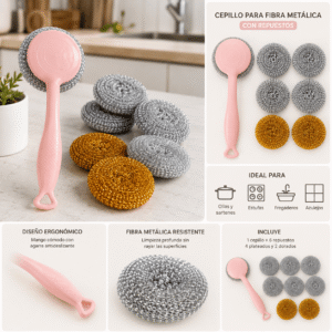 Sets de Mango con Esponja Metalica con repuestos - Image 3