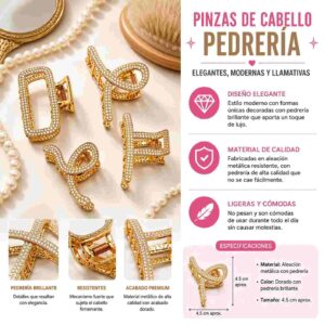 Pinzas con Pedrería Dorada - Image 2