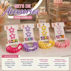 Sets de Accesorios Cucas Piojitos y Donitas para Cabello Moda - Image 2