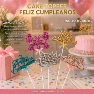 Cake Toppers "Feliz Cumpleaños" - Image 2