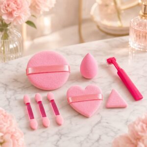 Bolsitas de Esponjas para Maquillaje, Perfilador y Aplicadores Corazon