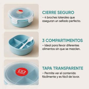 Lonchera con 3 Divisones y Cuchara - Imagen 3
