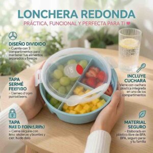 Lonchera con 3 Divisones y Cuchara - Imagen 2