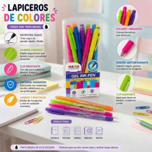 Plumas de Gel Tinta Negra, colores - Image 2