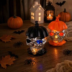 Lamparas Halloween Calabacita con Calaveritas