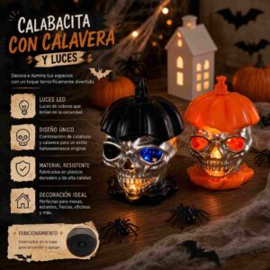 Lamparas Halloween Calabacita con Calaveritas - Image 3
