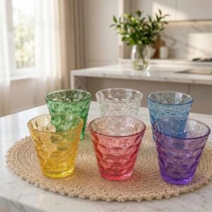 Set de 6 Vasos de Cristal Relieve