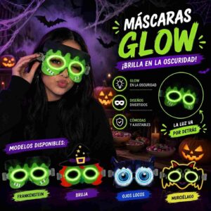 Antifaces Halloween Mounstros que Brillan en la Oscuridad